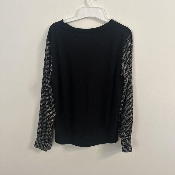 DREW Black Long Sleeve Top Chain Print Sleeves Made in USA Women’s M - Picture 6 of 6